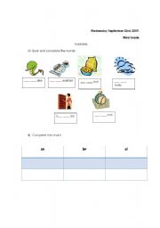 English Worksheet: Sound br/sn/kl
