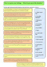 English Worksheet: How to express your feelings 