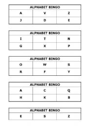 English Worksheet: Alphabet Bingo