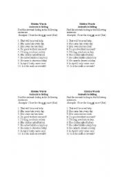English Worksheet: Hidden words