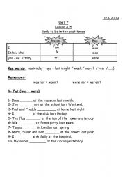 English Worksheet: past simple was/ were