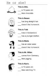 English Worksheet: He or she 1