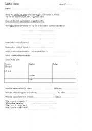 English Worksheet: market game