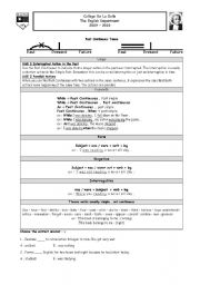 English Worksheet: Past continuous tense