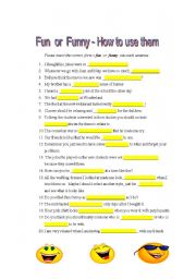 English Worksheet: Fun and Funny - How to use them