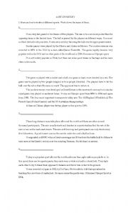 English Worksheet: HIstory of sports