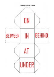 English Worksheet: Cube -  preposition of place