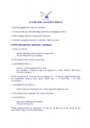 English worksheet: A for and against essay