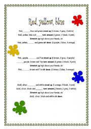 English Worksheet: Red, yellow, blue