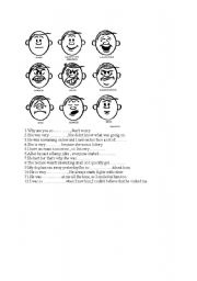 English Worksheet: facial expressions+ exercises