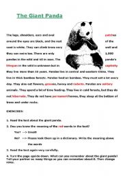 English Worksheet: Lets learn about the giant panda