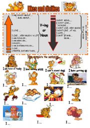 English Worksheet: Garfields likes and dislikes