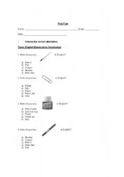 English worksheet: TEST FOR ELEMENTARY STUDENTS