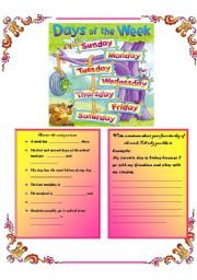 English Worksheet: Days of the week  ( 2 pages )