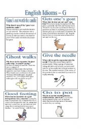 English Worksheet: English Idioms - G