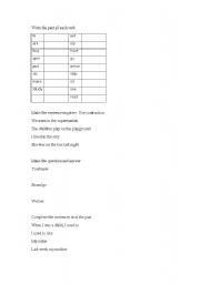 English Worksheet: verbs worsheet