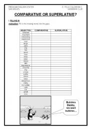 English worksheet: comparative and superlative