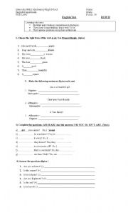 English Worksheet: To-be