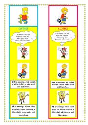 English Worksheet: BOOKMARK: Clothes & Cartoons