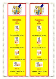 English Worksheet: BOOKMARKS: Prepositions of Place & The Simpsons