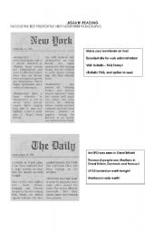 English Worksheet: jigsaw readinG