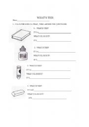 English Worksheet: classroom wh questions