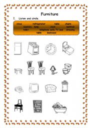 English worksheet: furniture