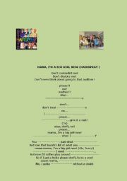 English Worksheet: MAMMA IM A BIG GIRL NOW- HAIRSPRAY