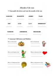 English worksheet: Months of the Year