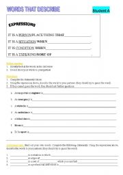 English Worksheet: Words that describe