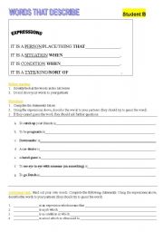 English Worksheet: Words that describe