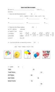 English Worksheet: NUMBERS