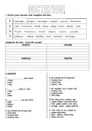 English worksheet: DICTATION