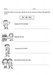 English Worksheet: Pronouns