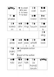 English worksheet: Verbs of perception- boardgame