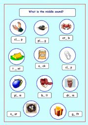 English worksheet: short vowel sounds