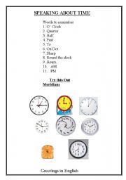English worksheet: Speaking about time