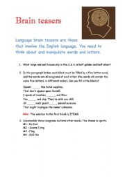 English Worksheet: Brain Teasers 2