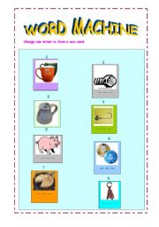 English worksheet: word machine 3