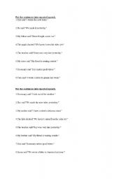 English worksheet: reported speech