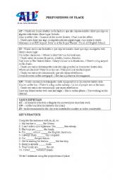 English Worksheet: prepositions of place