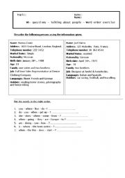 English worksheet: Talking about people 