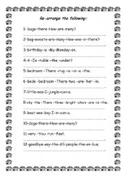 English worksheet: re arrange the following