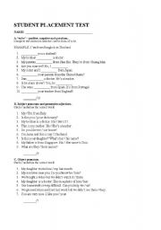 English Worksheet: A student placement test