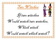 English Worksheet: IF TWO WITCHES...