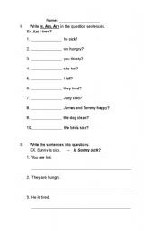 English worksheet: Is Am Are practice