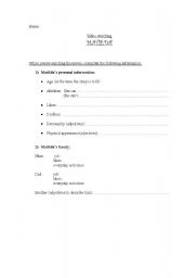 English Worksheet: MATILDA - video watching activities