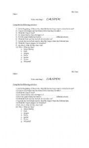 English worksheet: CASPER - activities to work on with the movie