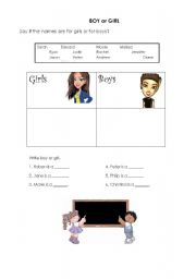 English worksheet: Boy or Girl