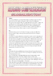 English Worksheet: READING COMPREHENSION 